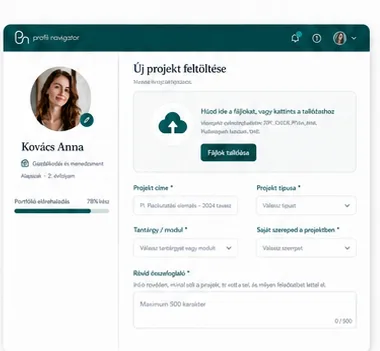 Új projekt feltöltése képernyő